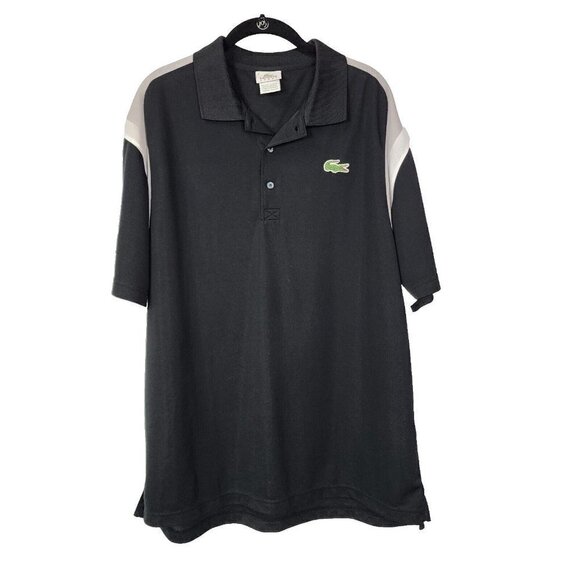 Lacoste Polo Shirt Mens Large size 6 Gator Spell Out Center Logo Three Tone - Picture 1 of 10
